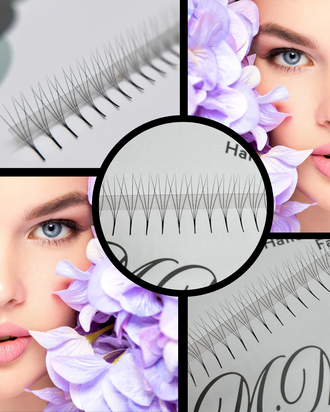 4D | M-Curl | Fertigfächer auf Klebestreifen, 1000 Wimpernfächer